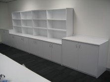 Photo Shows Combination Of 725 H And 900 H Credenza Units With Overhead Bookcases